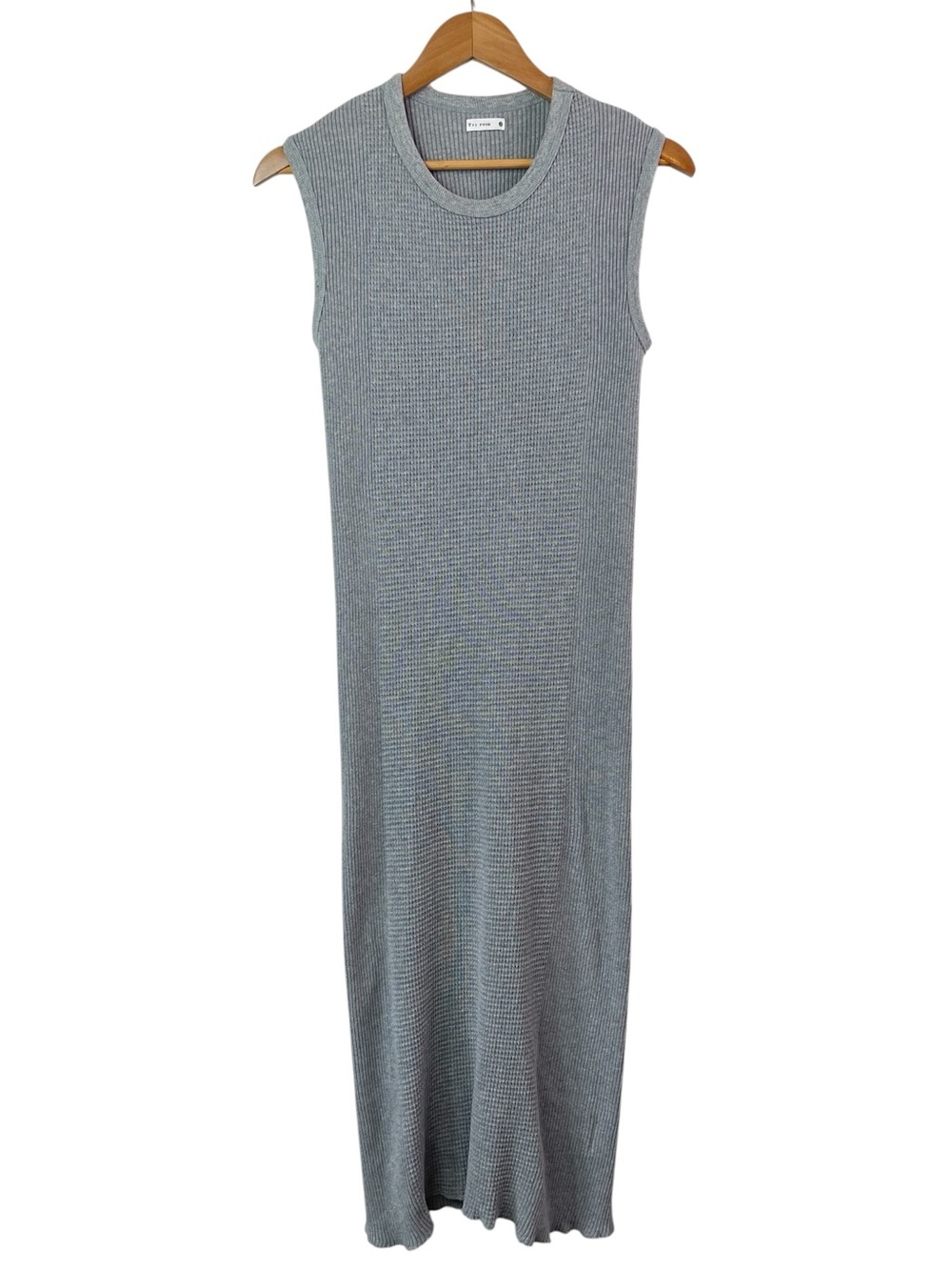 V::room Gray Minimalist Ribbed Waffle Knit Sleeveless Midi Dress Small / Medium